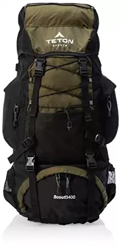 TETON Sports Scout Internal Frame Backpack - High-Performance Hiking, Camping & Travel - Water Bladder Storage & Rain Cover Repellant - Adjustable Gear for Sleeping Bag Backpacking - Hunter Gr...