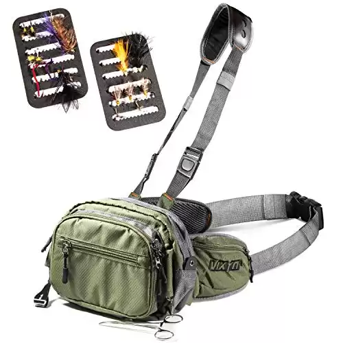 VIXYN Fly Fishing Chest Pack, Fly Fishing Waist Pack - Lightweight Fishing Fanny Pack and Tackle Storage Hip Bag - Fly Fishing Bag for Waist or Chest